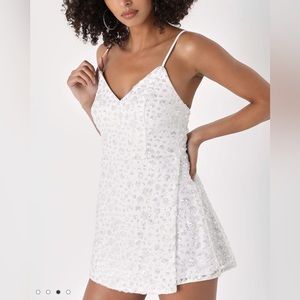 Lulu’s white sequin romper, size M. Never worn, perfect condition
